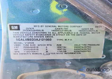 2010 Buick Enclave Cxl z USA, uszkodzony, nr VIN 5GALVBED3AJ121060